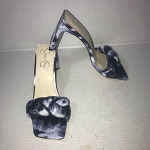 Jessica Simpson Sassia  Navy Tie Dye Slip On Square Toe Heels Sz 10M